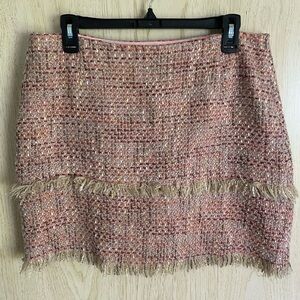 Philippe Adec Paris Fray Tassel Tweed Short Skirt Sz. 10
